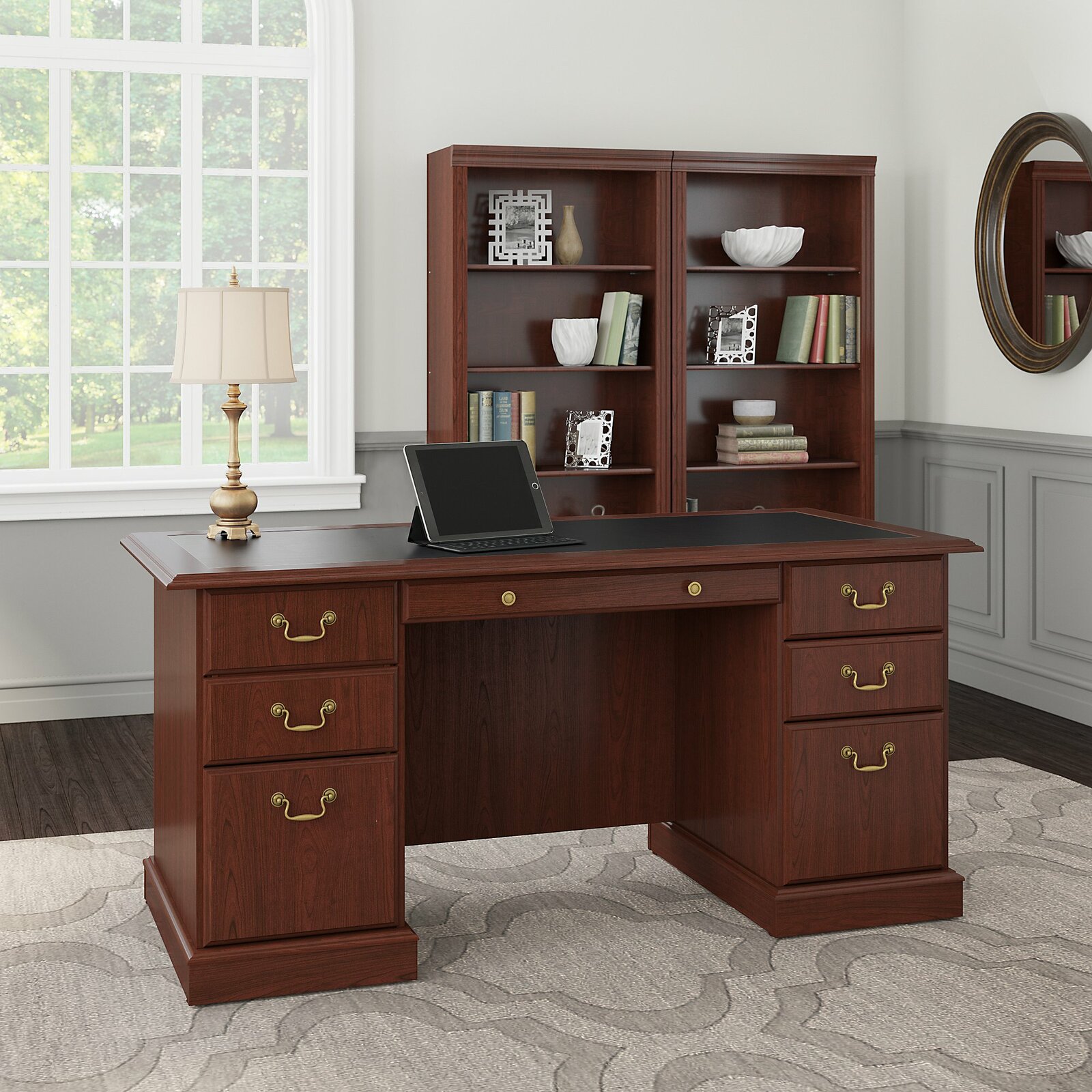 Raker 4 Piece Rectangular Executive Desk Office Set