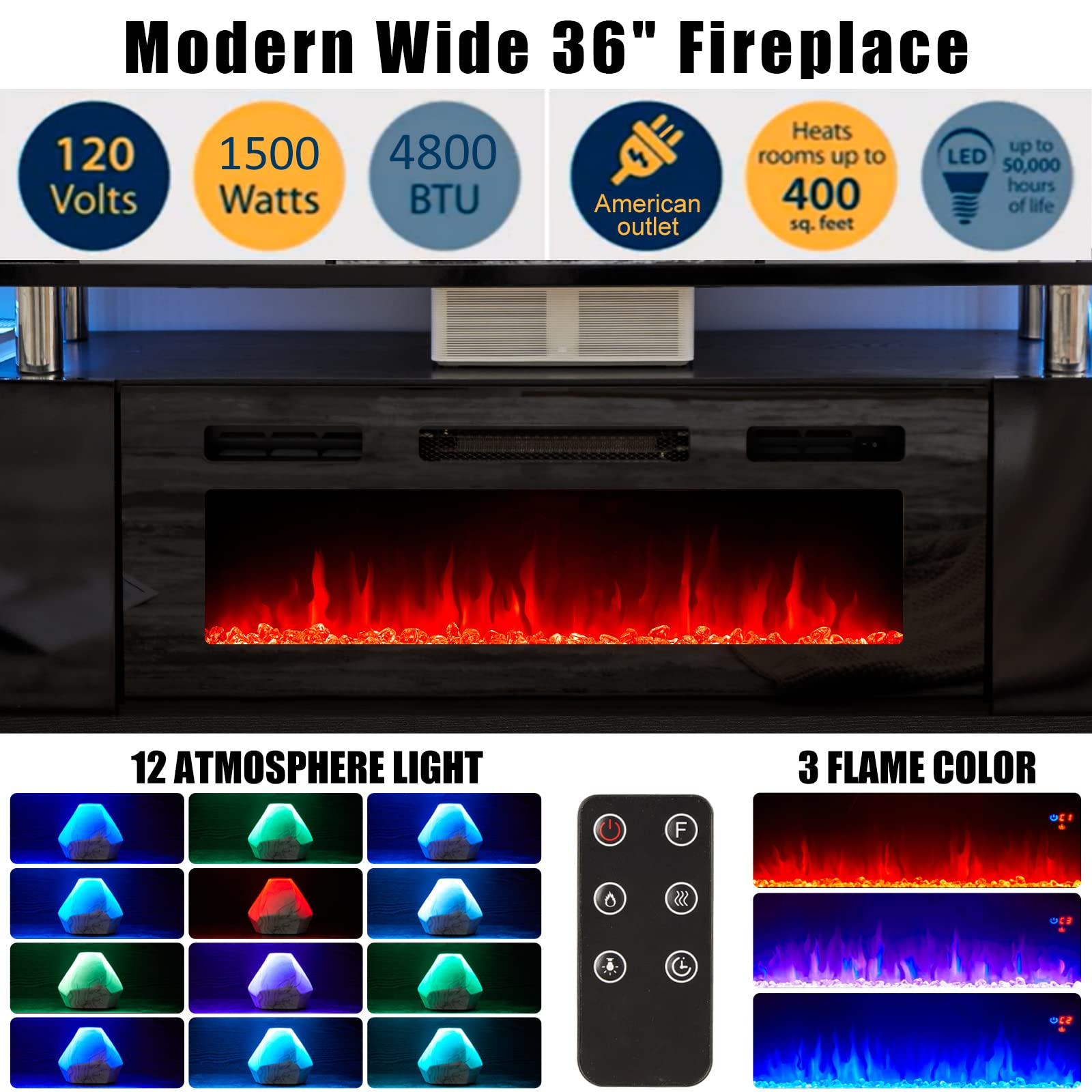 Fireplace TV Stand with 36