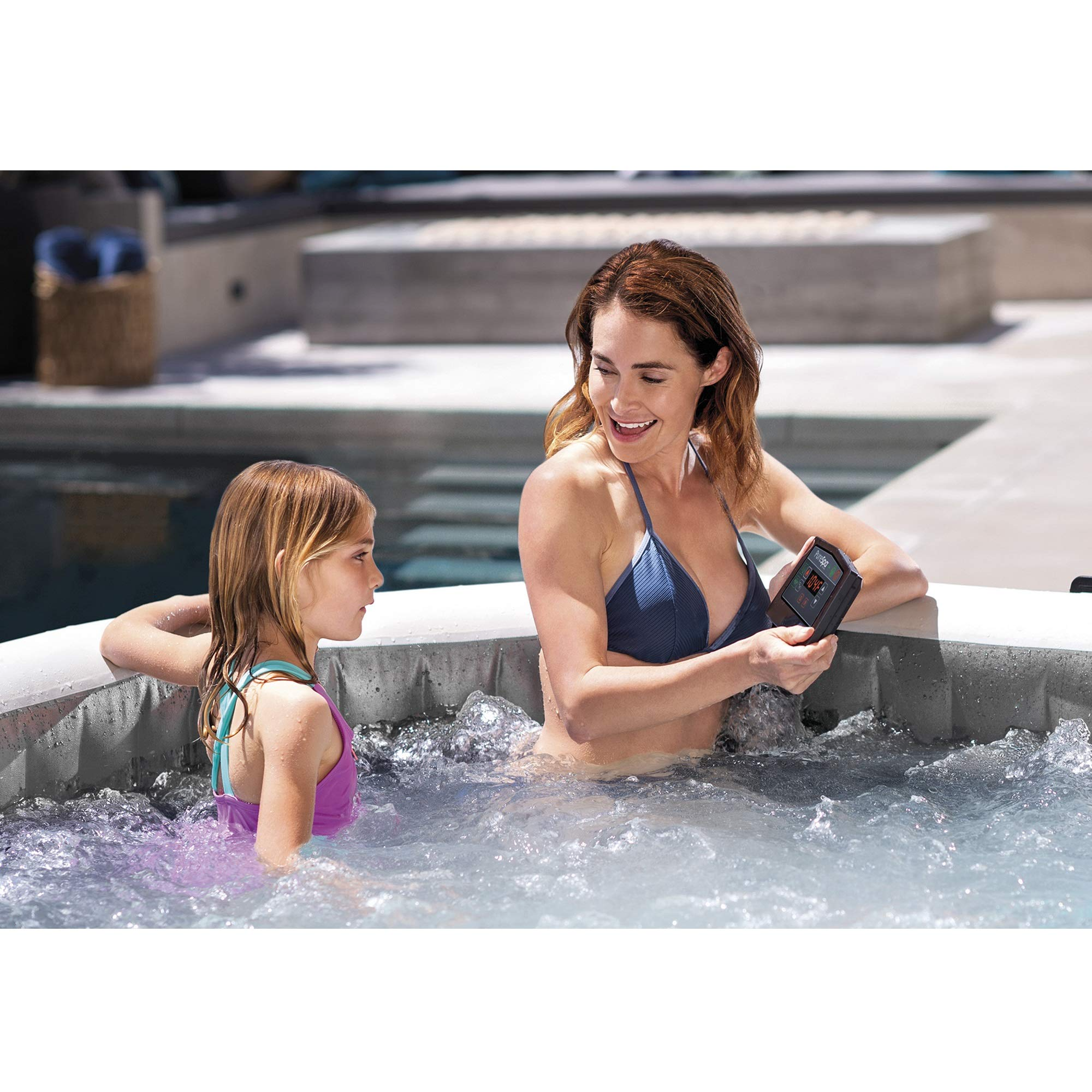 4 Person Portable Inflatable Hot Tub Spa, Gray