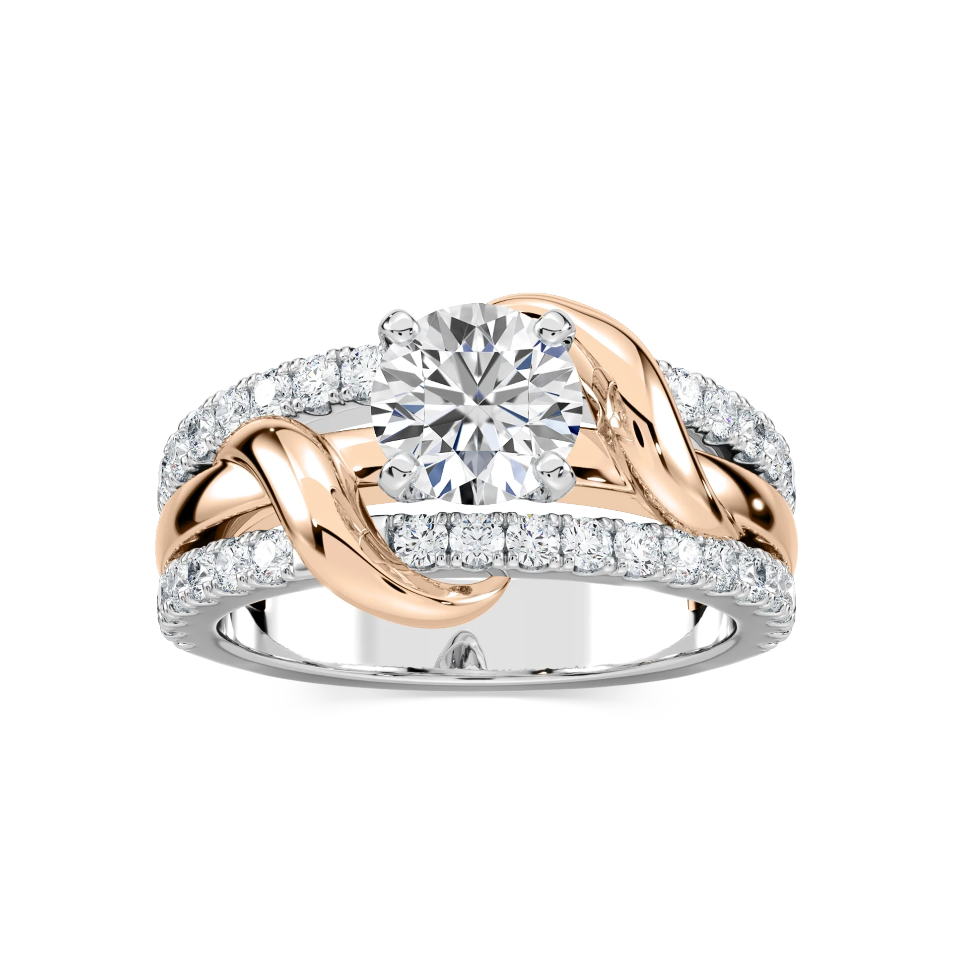 Layla Round Lab Grown Diamond Vine Side Stone Engagement Ring