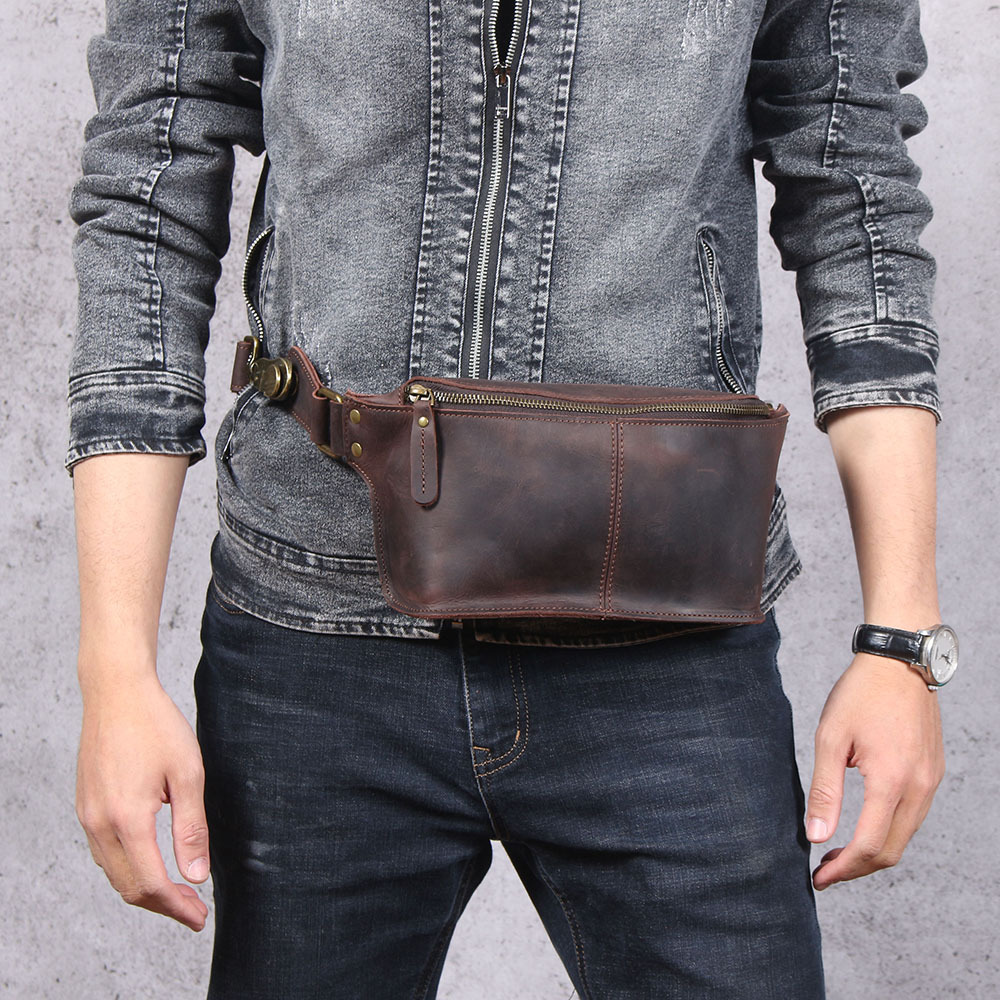 Vintage Leather Fanny Pack - Hands-Free Utility with Rugged Style