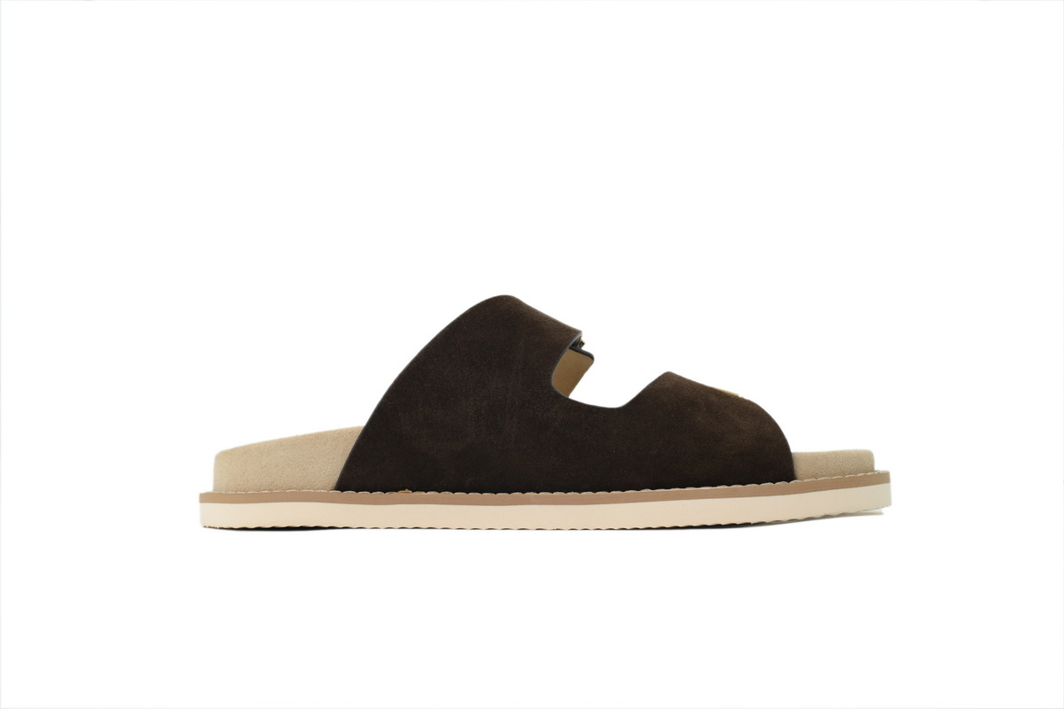 Brunello Cucinelli Suede Slide Sandals Coffee