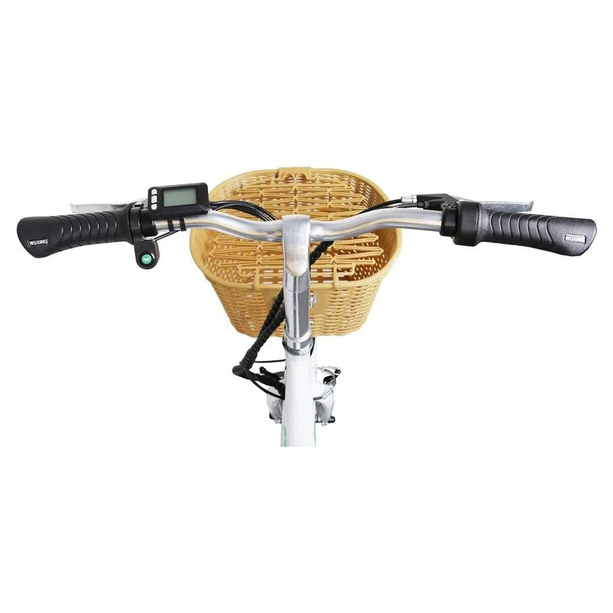 NAKTO Elegance 22in Electric Cruiser Bike with Basket, White