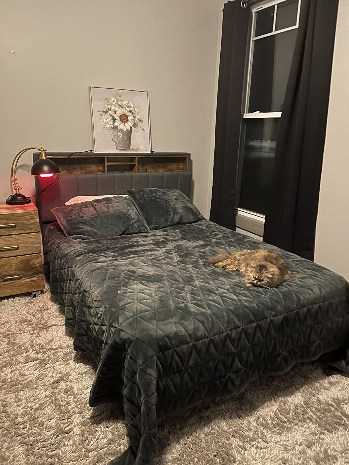 Queen Bed Frame with USB Ports and Outlets