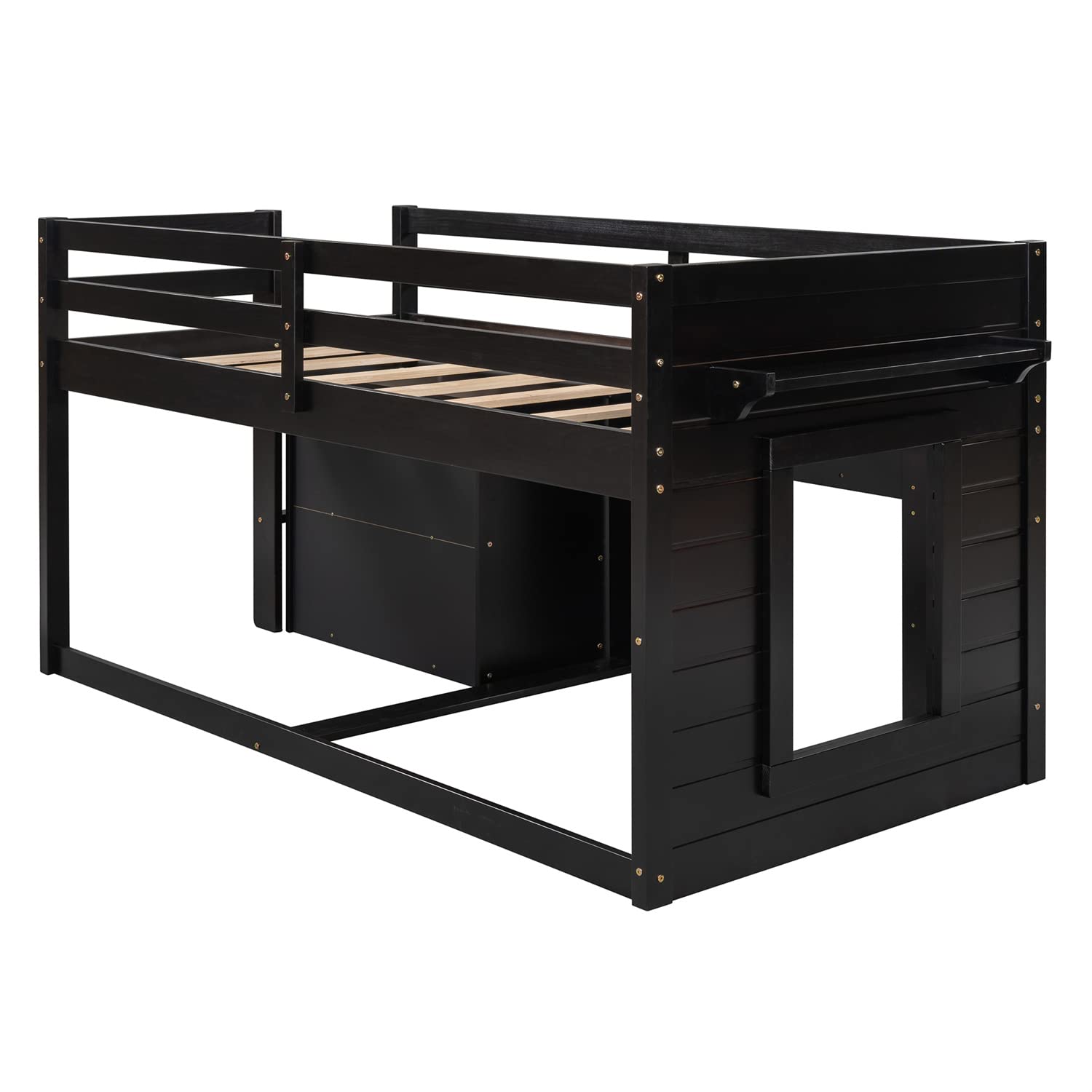 Bellemave Low Loft Beds with 3 Drawers Twin Loft Bed Frame with