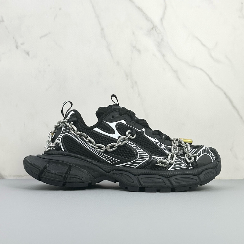 Balenciaga 3XL Chain Strap Black Silver Sneakers