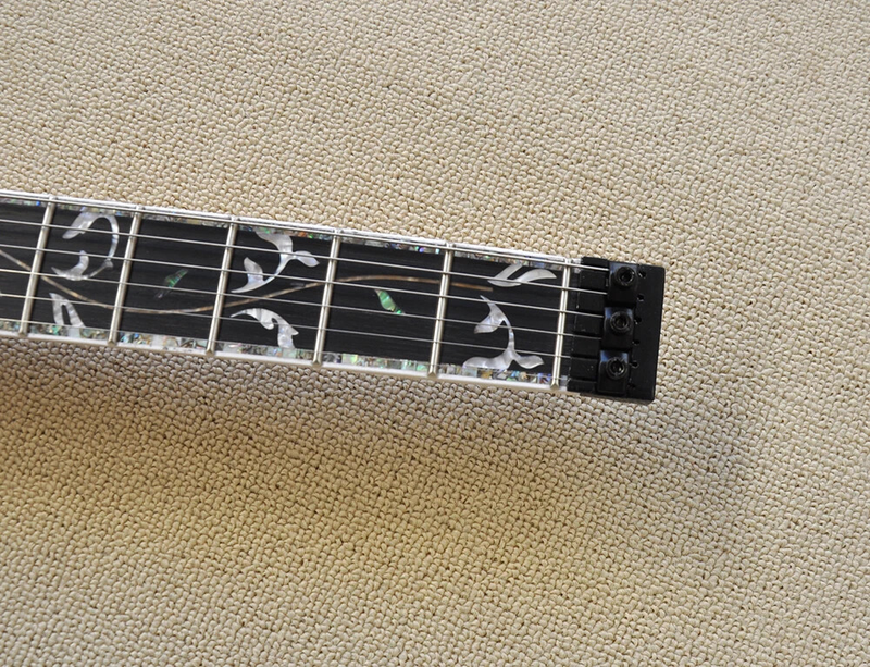 New Red Headless Electric Guitar with Abalone Inlay, Rosewood Fretboard 6 strings