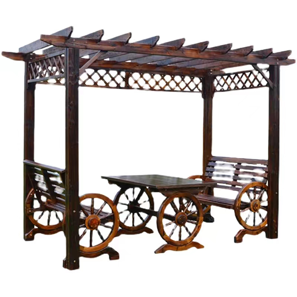 Outdoor courtyard log cabin pavilion