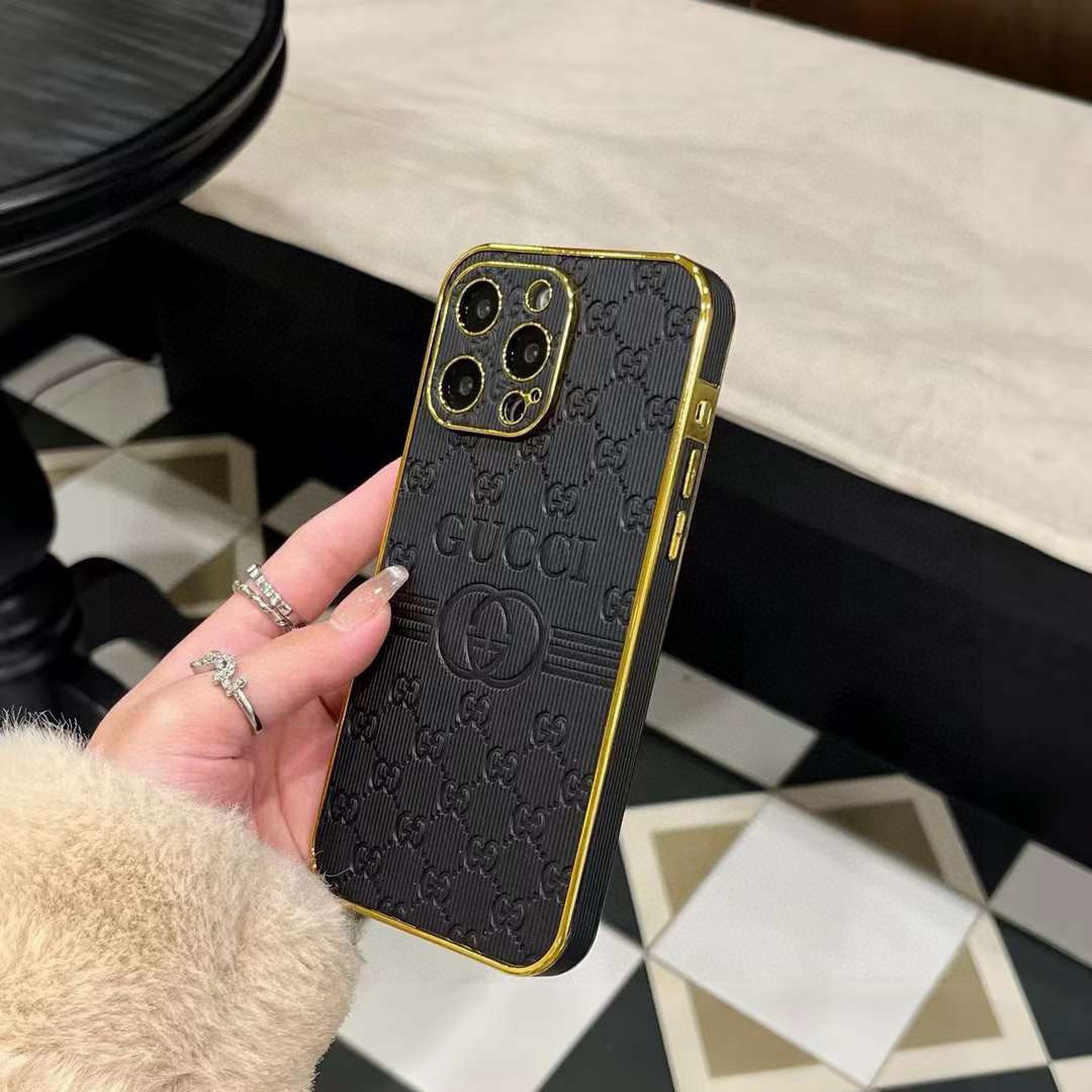 Gucci Electroplated Side Embossed Phone Case | Full Coverage Precision Cutout