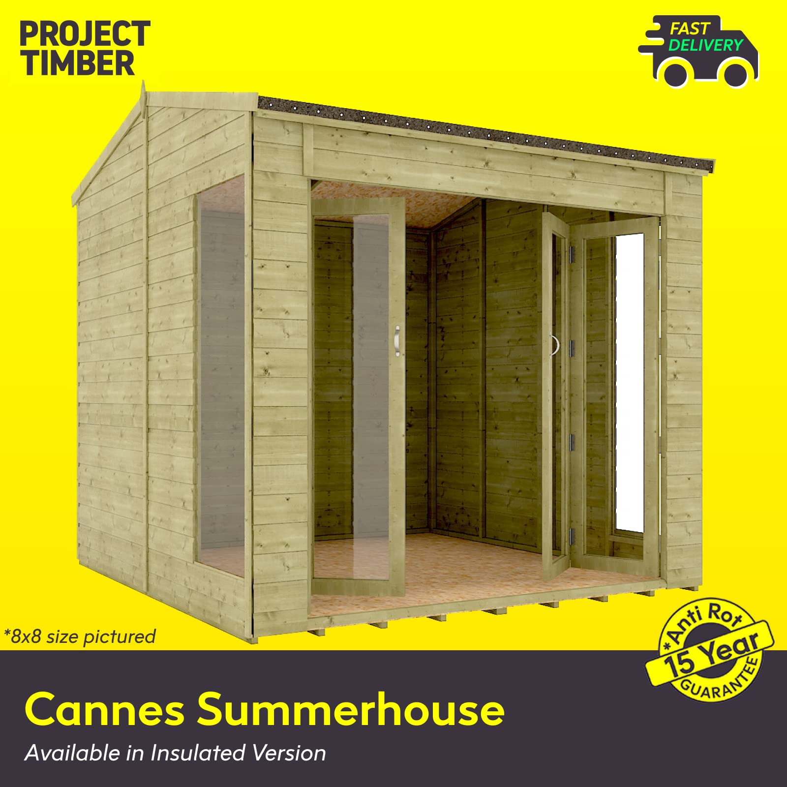 Wooden Summerhouse Garden Shed Wide Bi-fold Double French Doors