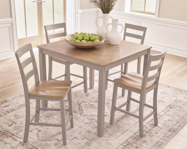 Gesthaven Counter Height Dining Table and 4 Bar Stools