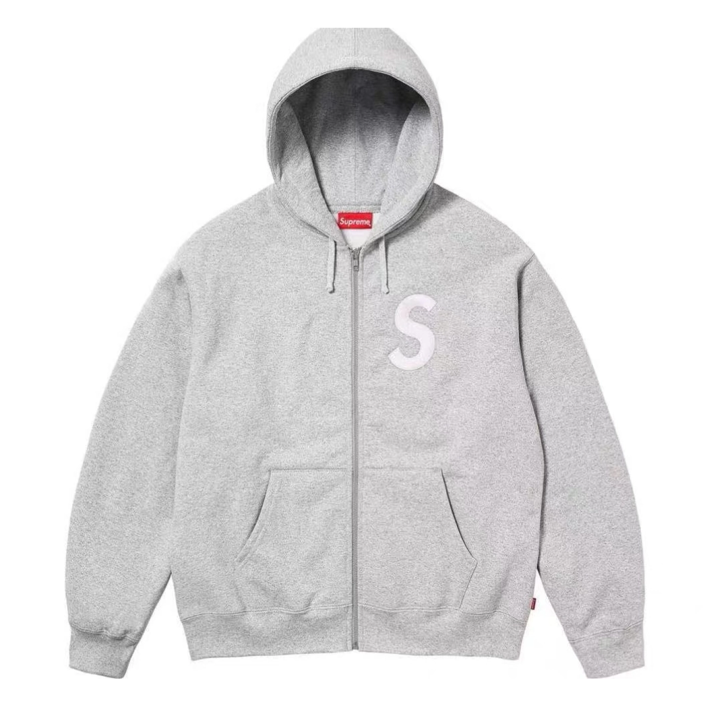 S Logo Embroidery Hoodie Grey