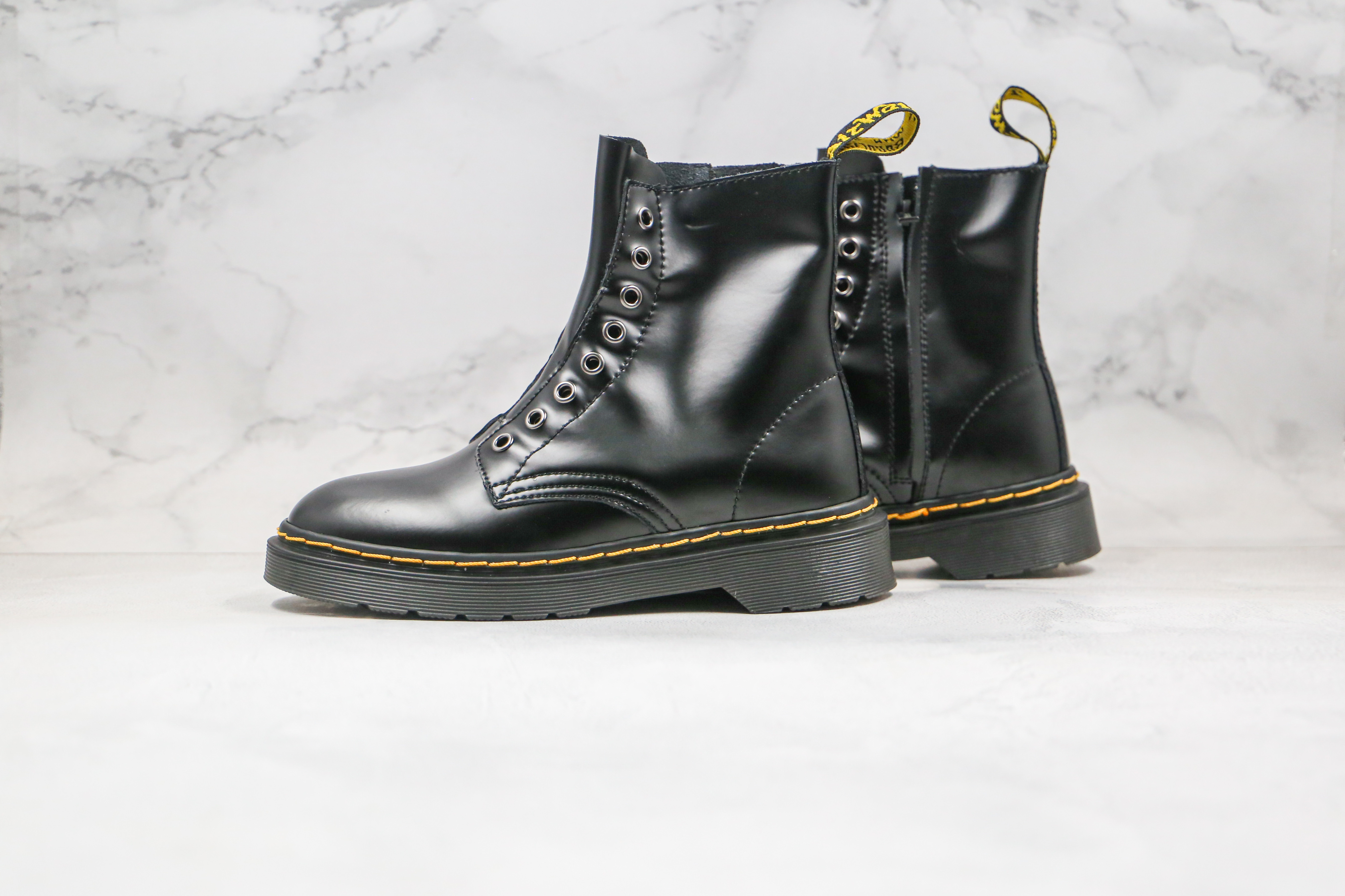 Dr. Martens Black Buckle Zip 8-Eye Boots