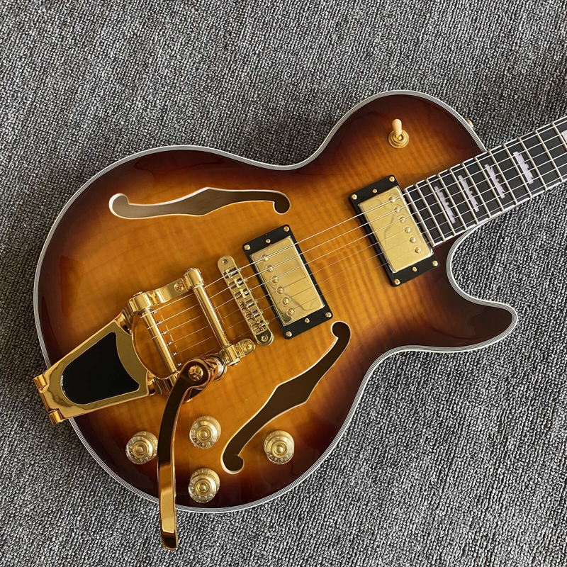 Brand New 6 String Sunset Colored Bigsby Stretch Plate Electric Guitar
