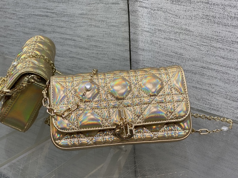 Dior Caro Shoulder Bag Holographic Gold