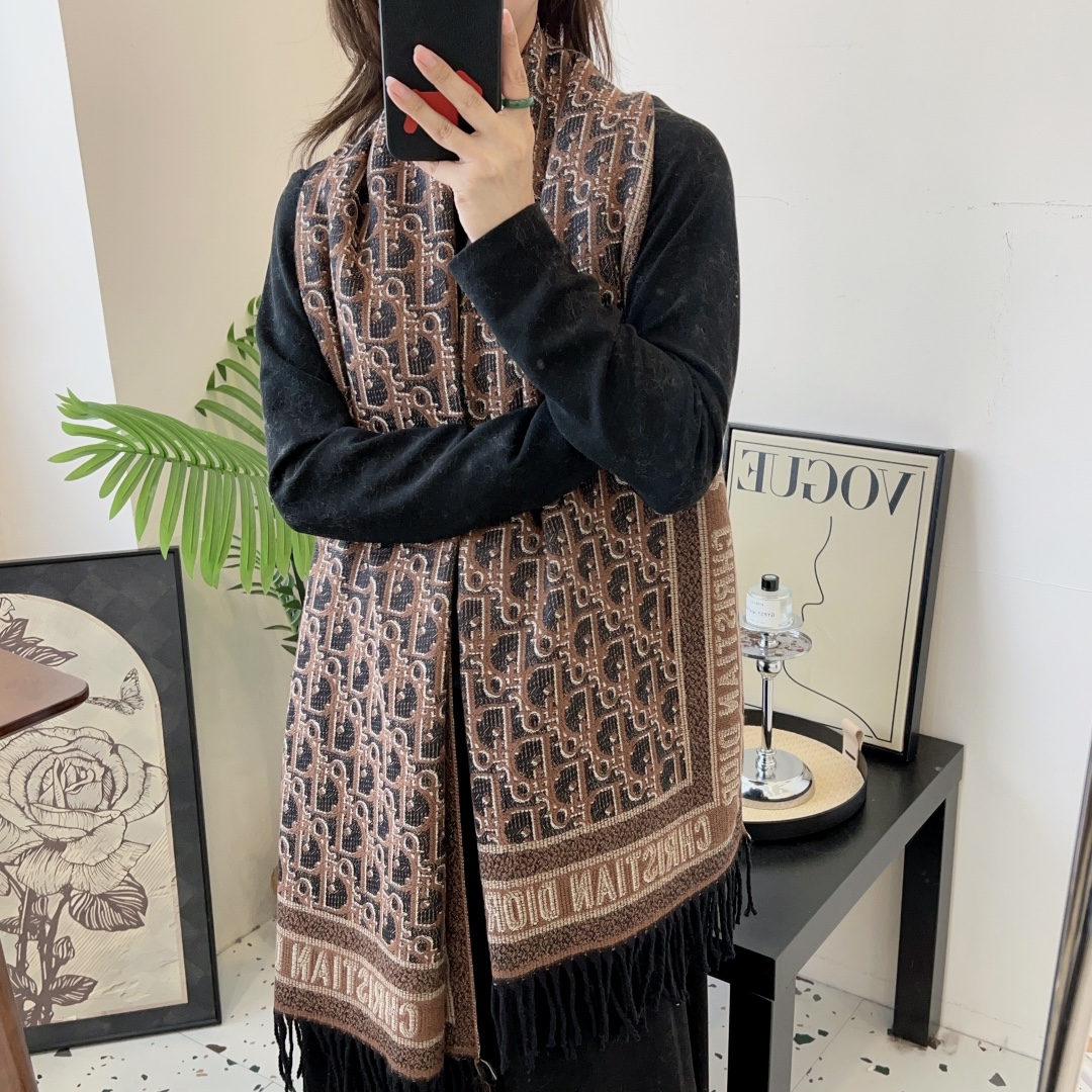 Dior Oblique Shawl Brown and Grey product images