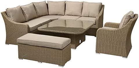 Harper Casual Dining Corner Sofa Set with Fire Pit Table