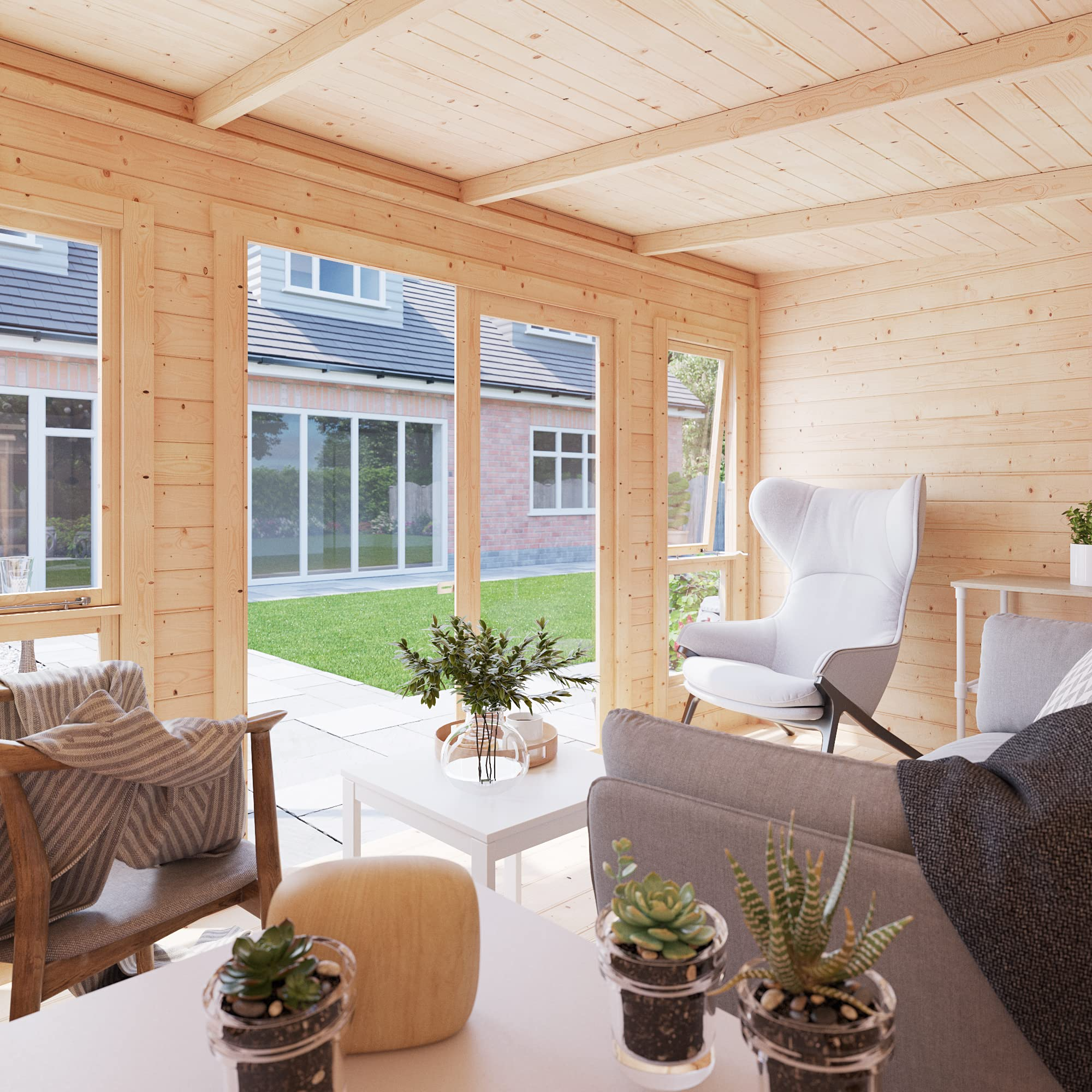 12x8 Log Cabin Summerhouse Garden Office Studio Modern Pent