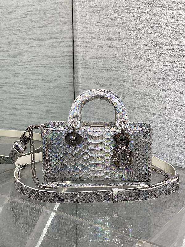 Lady D-Joy Bag Iridescent Silver Python