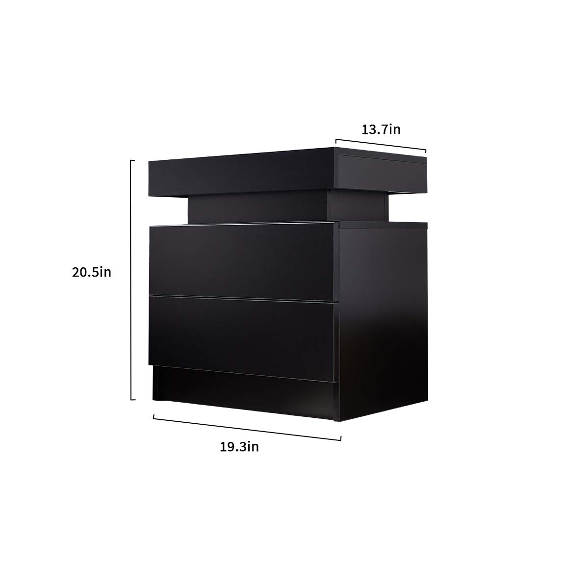 Nightstand Set of 2 LED Nightstand with 2 Drawers