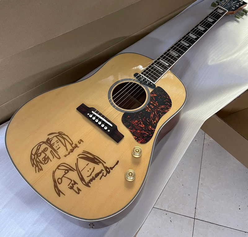 Top Arrival 42#John Lennon Signature Model Acoustic Electric Guitar Solid Spruce