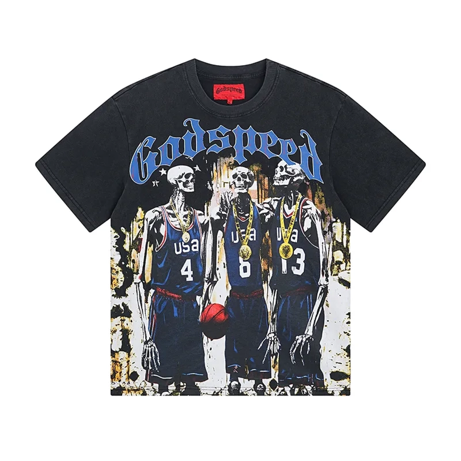 Godspeed Dream Team Tee Grey Wash+Purple Brand Jeans