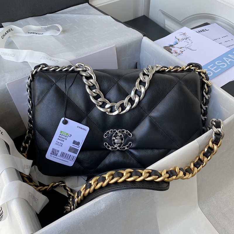 Chanel Chain Shoulder Bag Black Two Tone