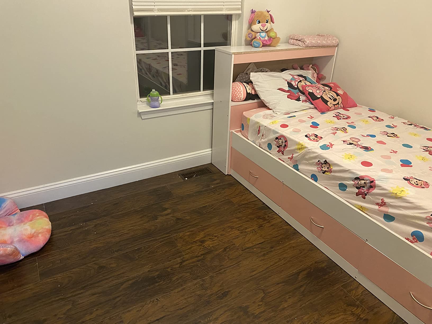 Hodedah Twin-Size Captain Bed with 3-Drawers and Headboard in