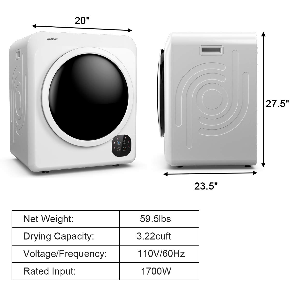 Front Load Compact Tumble Laundry Dryer