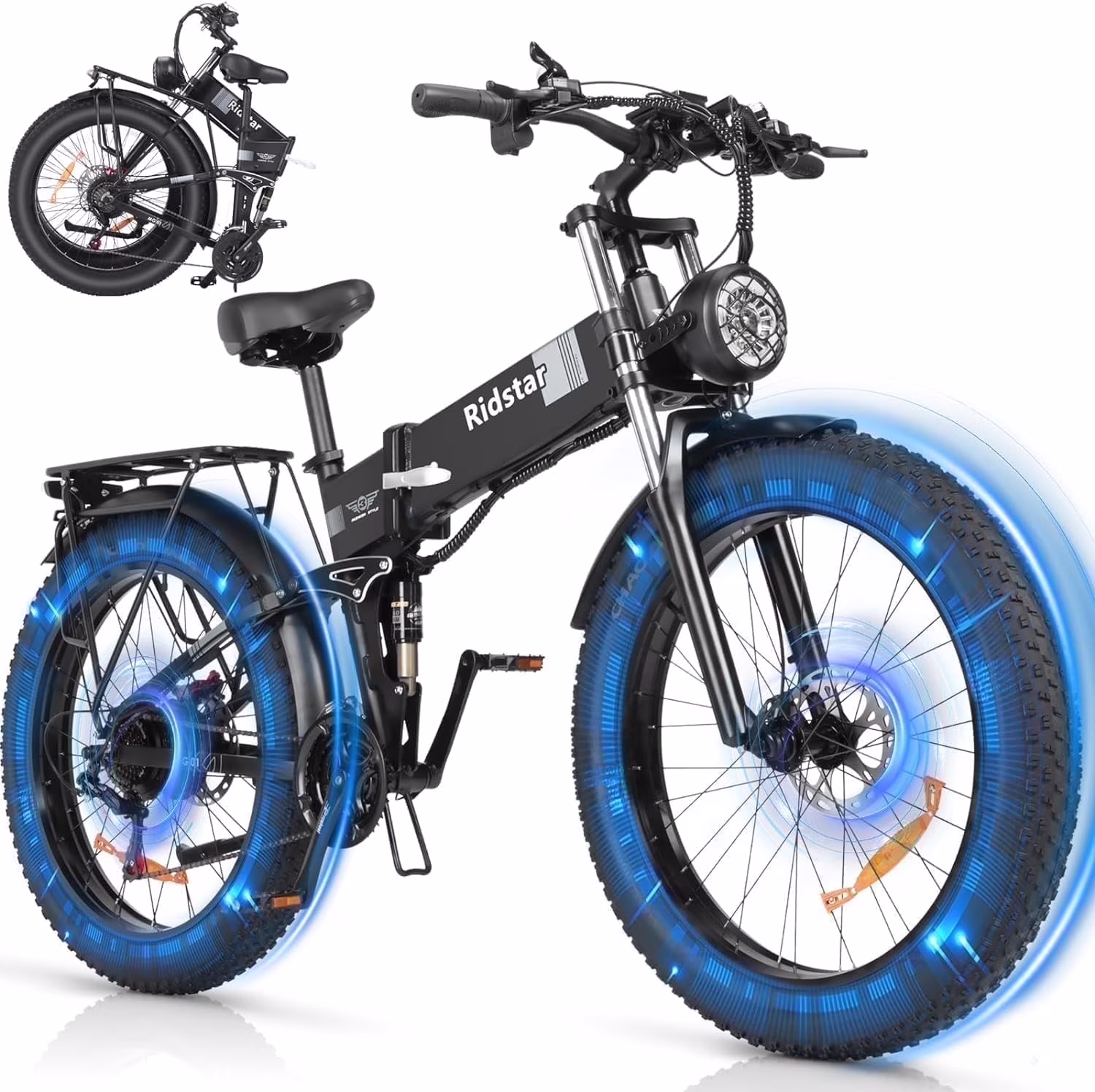 26in Dual Motor Electric Mountain Bike, 3000W Peak, 48V 23Ah