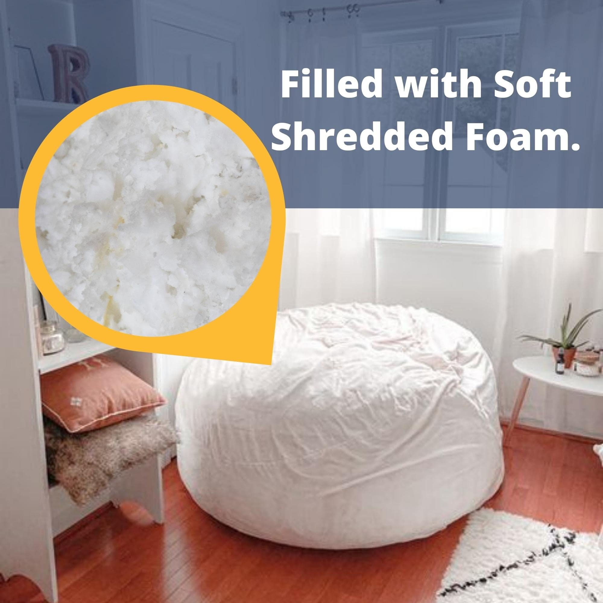 6000 Bean Bag Chair withFootstool: Giant Foam-Filled Furniture