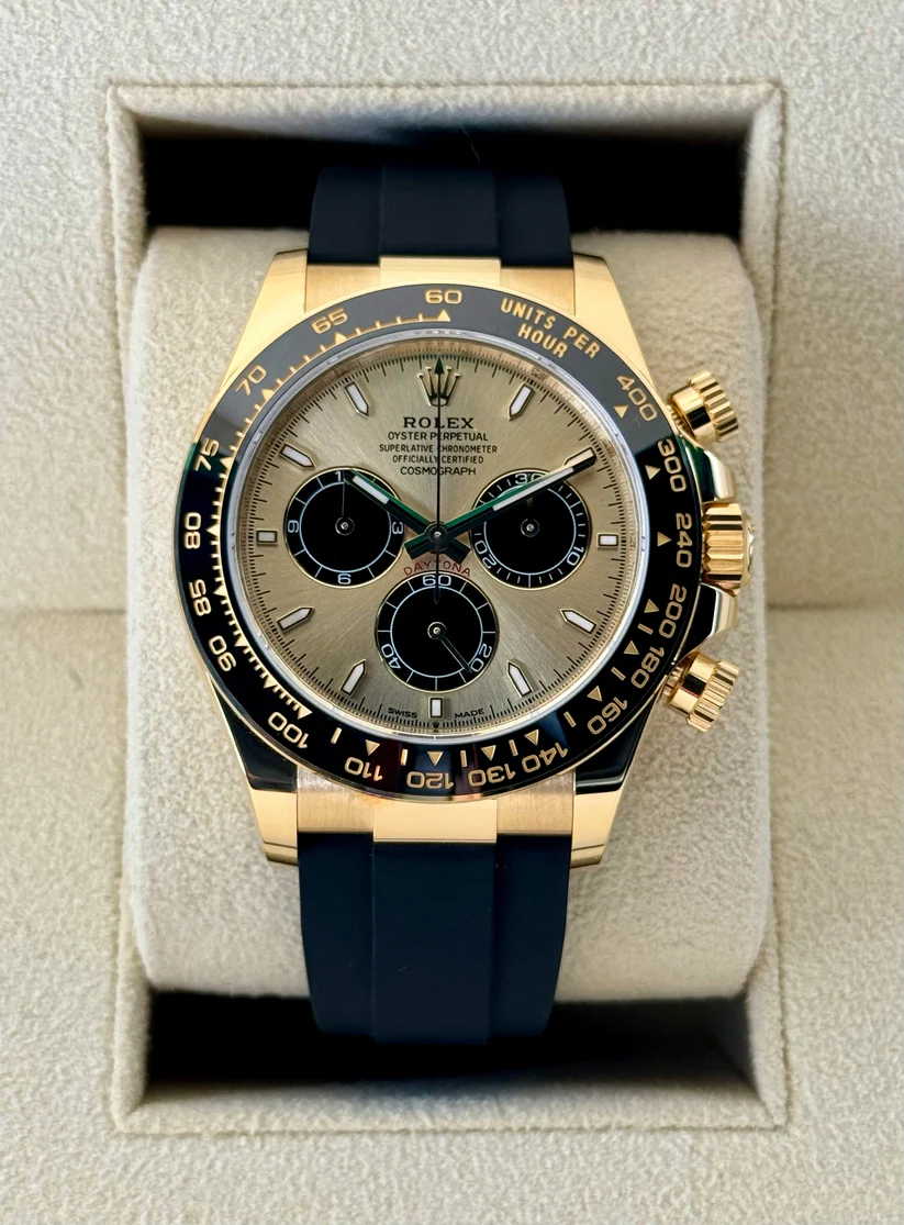 【Super Clone】Rolex Daytona Yellow Gold /Ceramic / Golden /Oysterflex m126518LN-0012