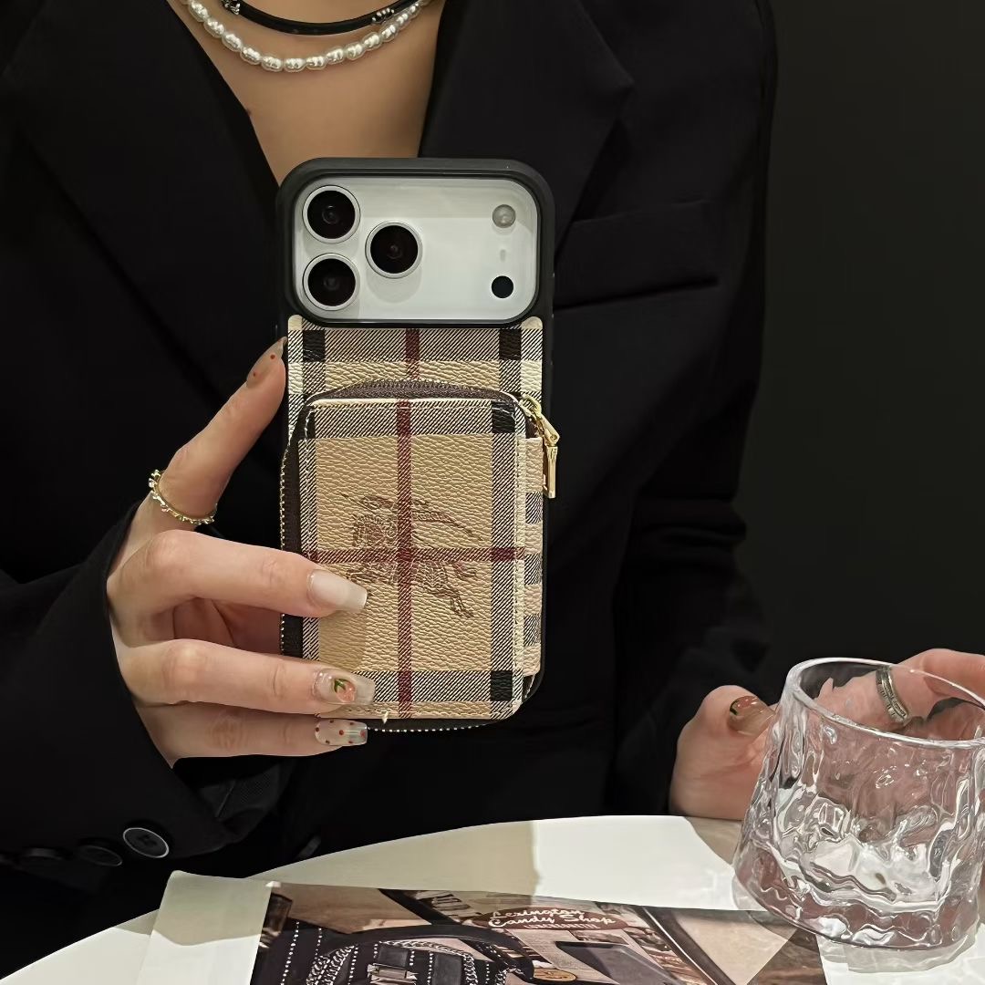 Louis Vuitton & Burberry Monogram Zipper Wallet Phone Case
