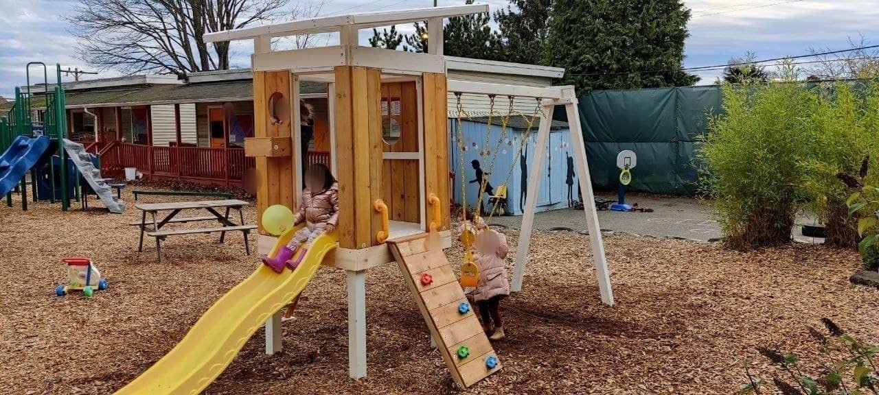 Modern Backyard Swing Set Children's Rock Climbing Wood