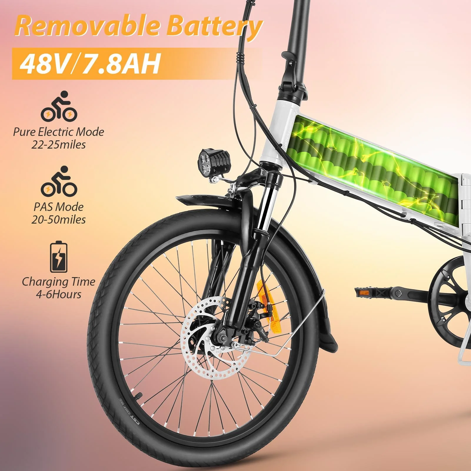 Gocio 20in Folding Electric Commuter Bike, 500W, 48V 7.8Ah