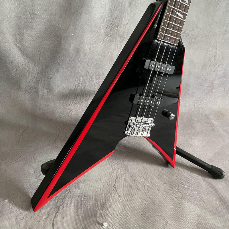 Black Solid Body 4 Strings Electric Bass Guitar Rosewood Fretboard Chrome Parts