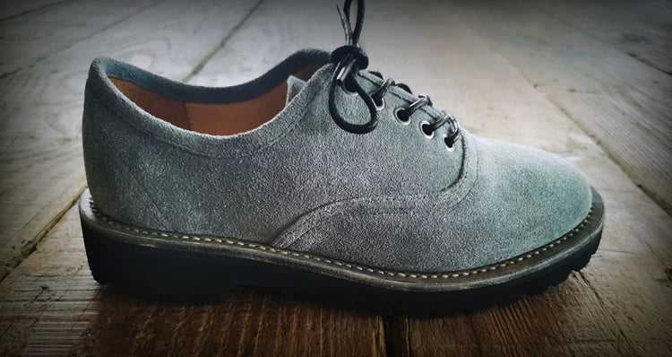 Suede leather lace-up handmade grey loafers
