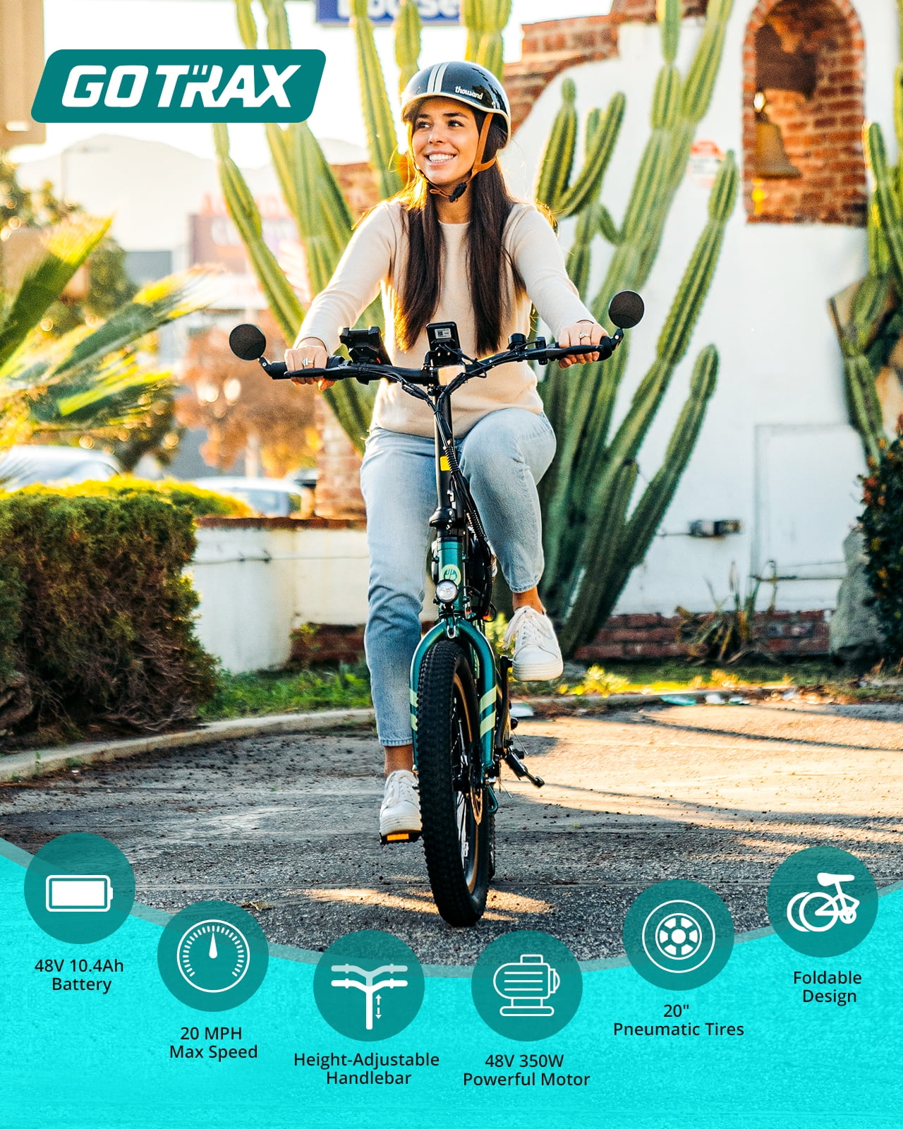 GOTRAX F1V2 20in Folding Electric Bike, 48V 10.4Ah, Black