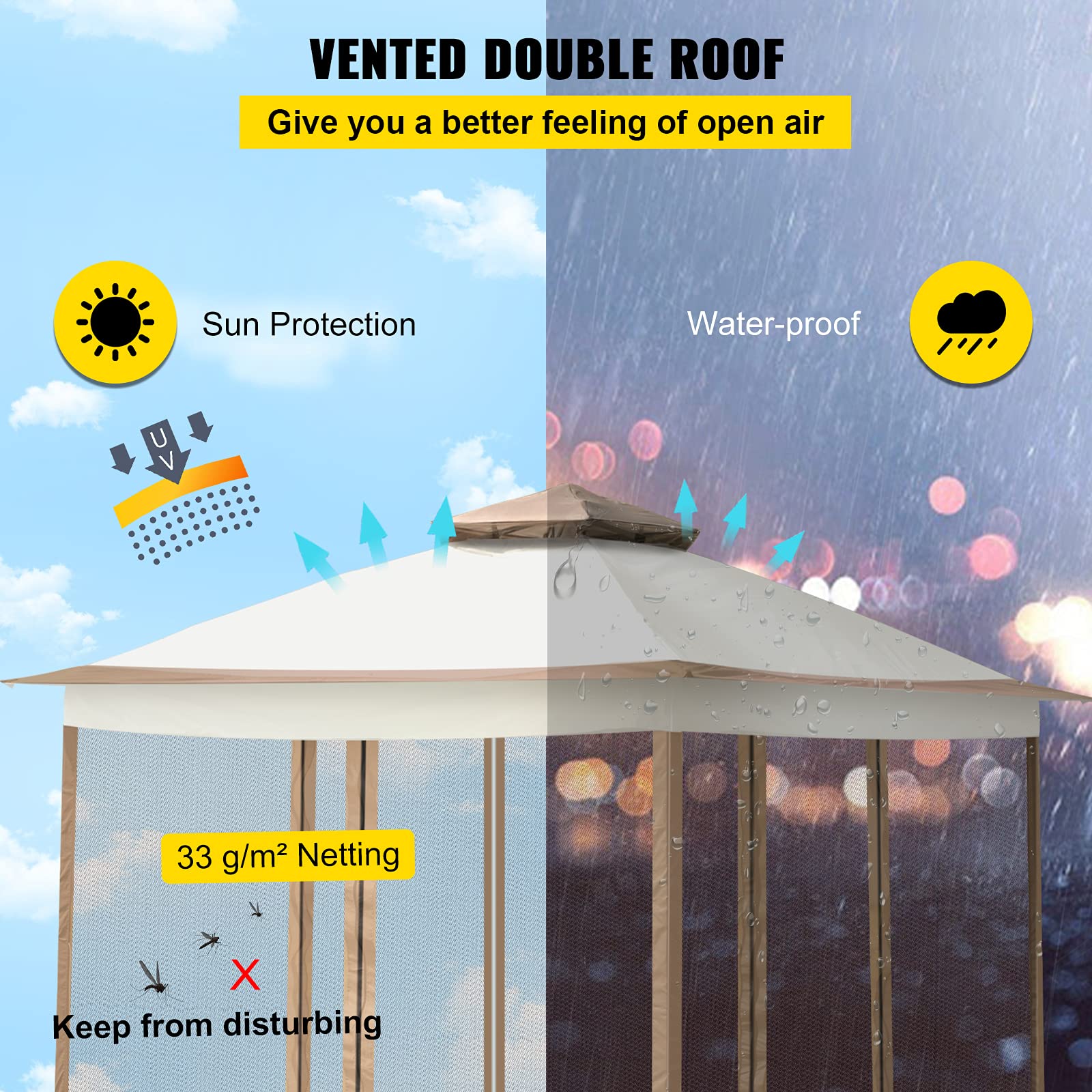 Happybuy 12x12ft Pop-Up Canopy Gazebo Starter Kit
