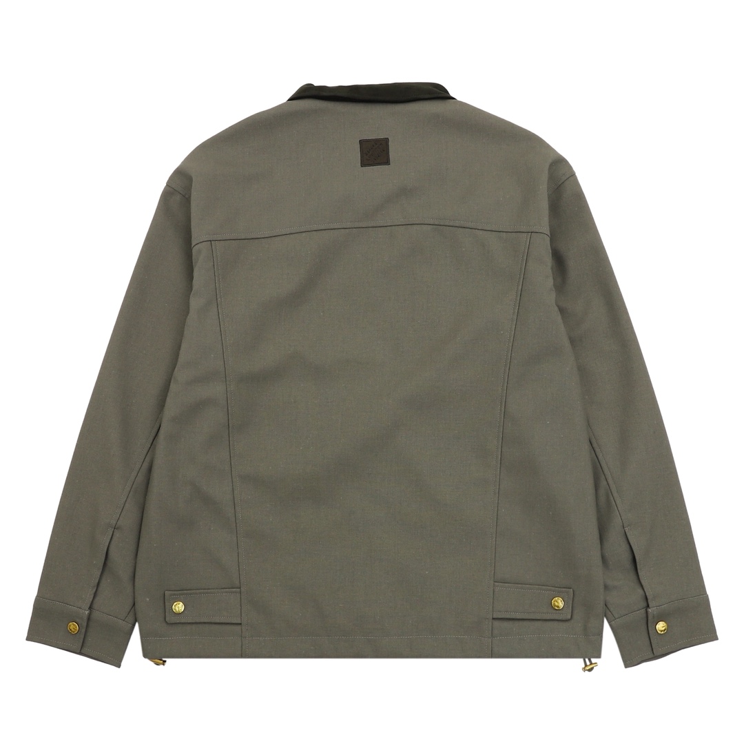 LV Linen Workwear Zip‑Up Jacket with Damier Leather Pocket