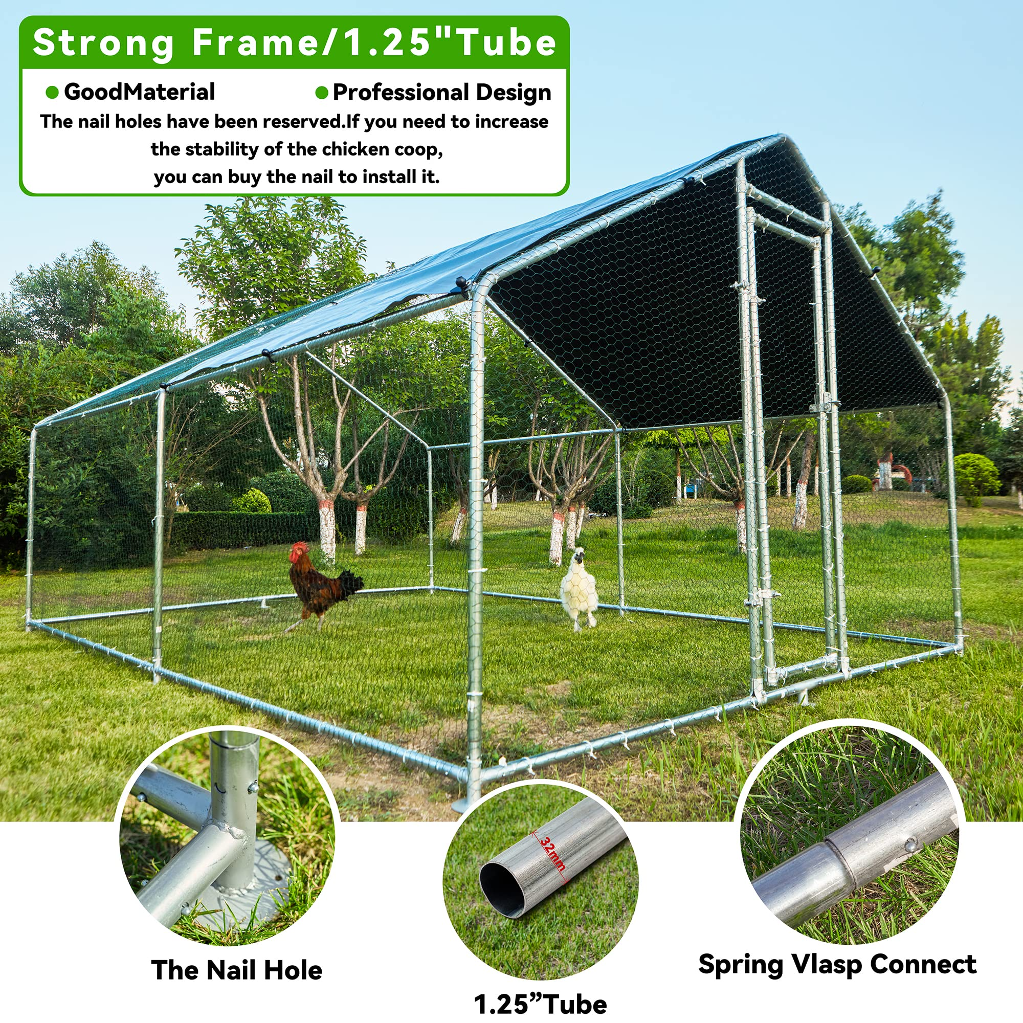 Large Metal Chicken Coops for 10 Chickens for Protection &