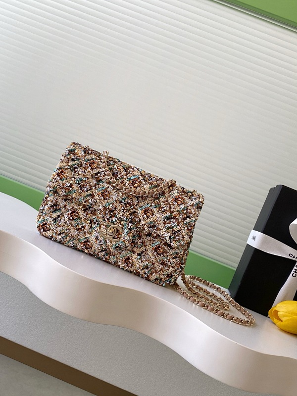 Chanel Beaded Flap Bag Champagne