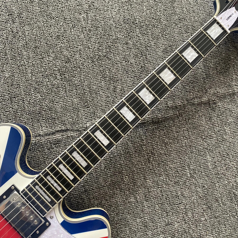 Electric Guitar Flag, Double F-holes, Hollow Body, Chrome Alloy Hardware, 6 strings