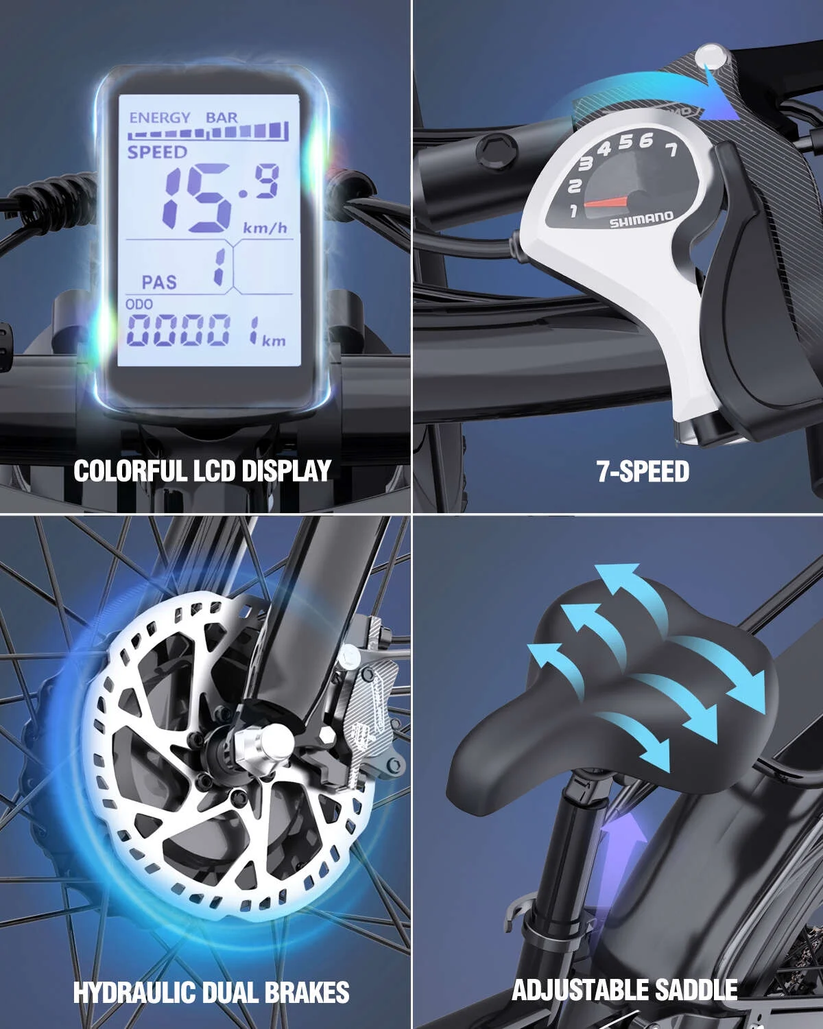 26in Dual Motor Electric Mountain Bike, 3000W Peak, 48V 23Ah