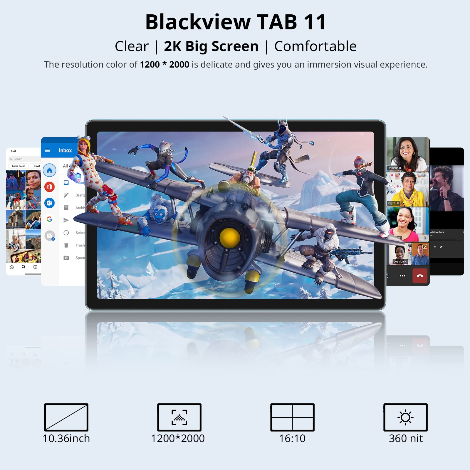 Gaming Tablet, Android Tablet with 8GB+128GB, 5G WiFi