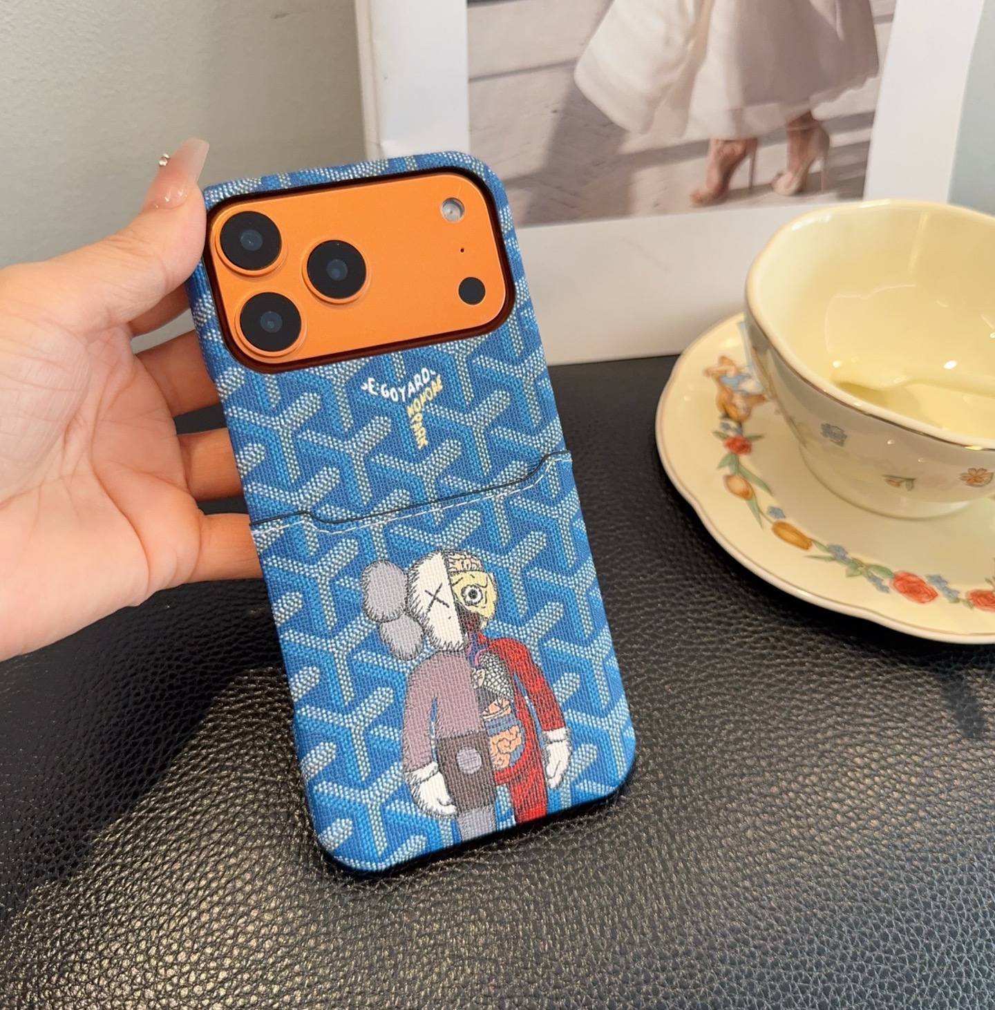Goyard X KAWS Skeleton Collage Monogram Card Holder Luxury Phone Case