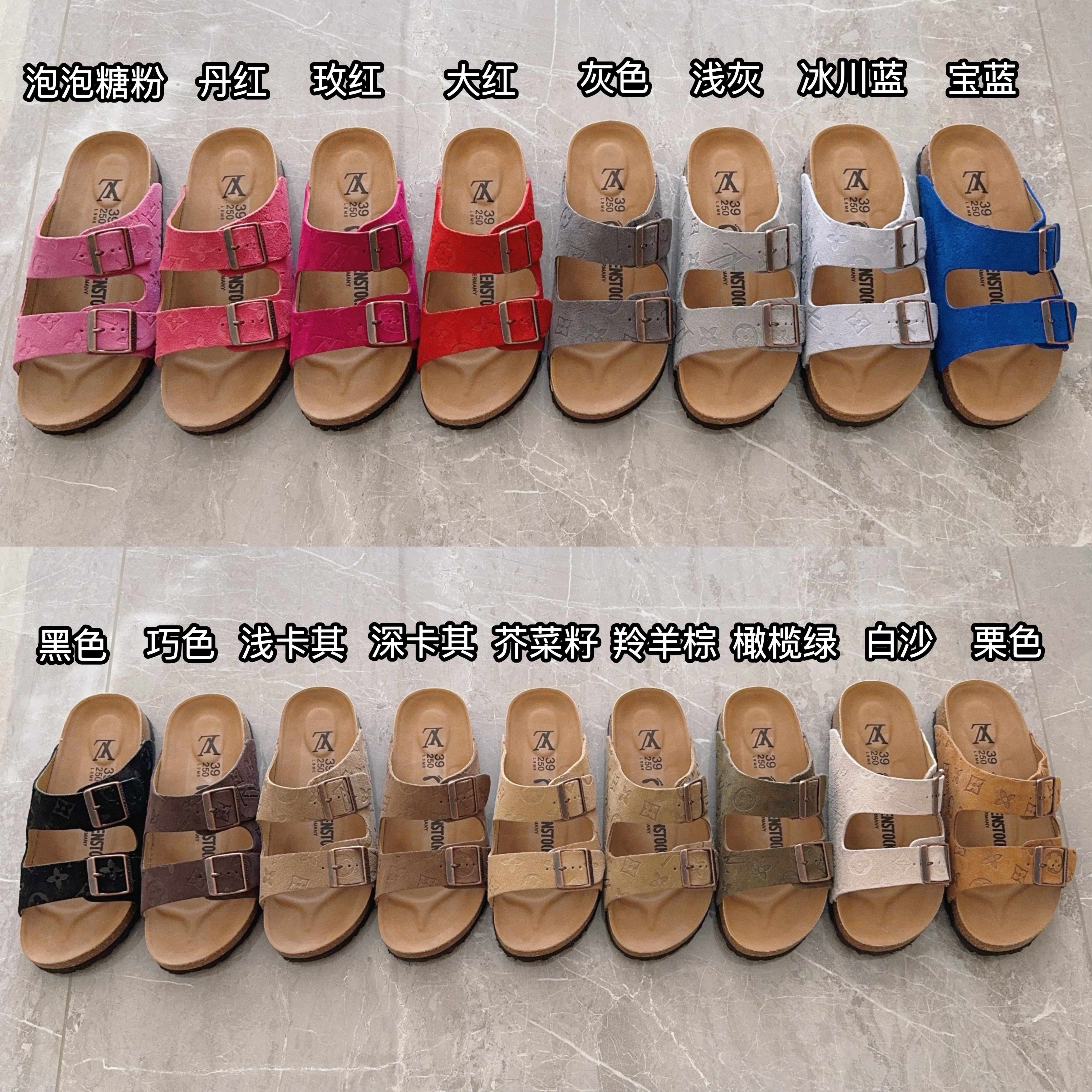 3 D Logo Birken-Style Two-Strap Sandals