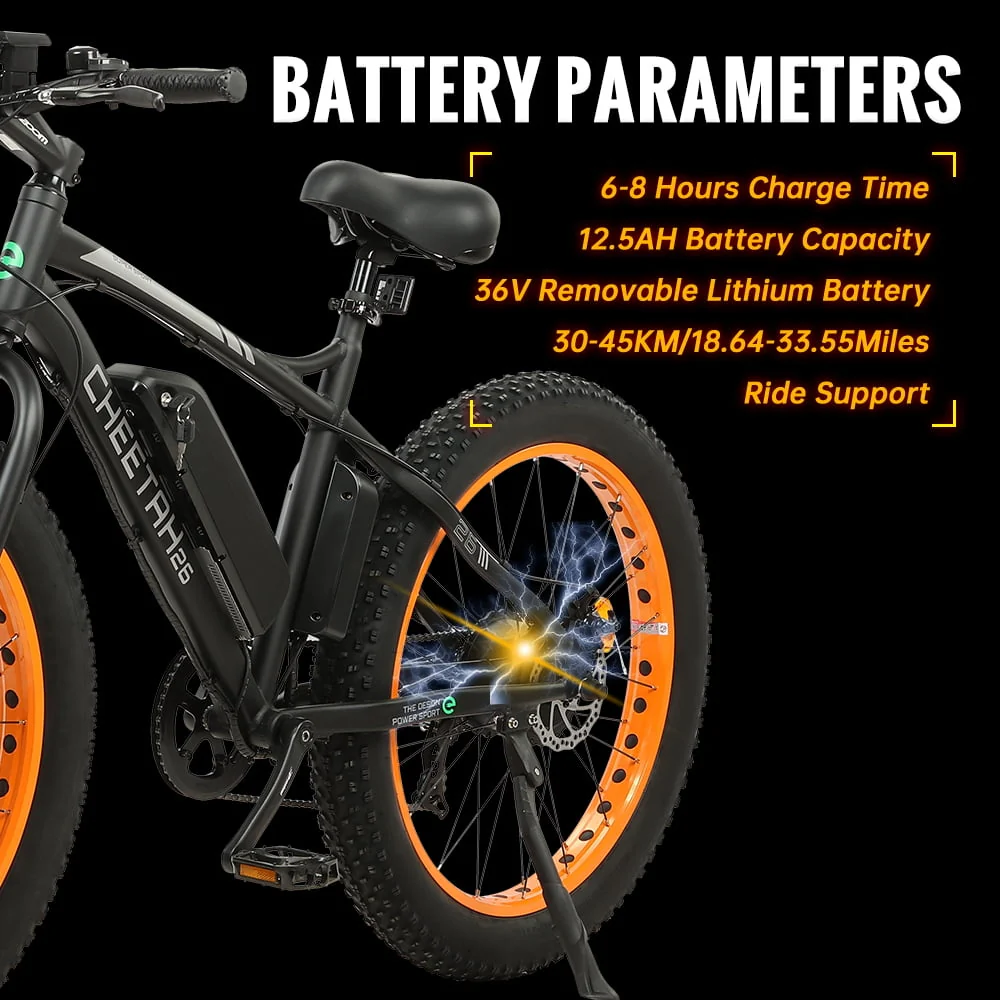 ECOTRIC 26in Fat Tire Electric Bike, 500W, 36V, 7-Speed