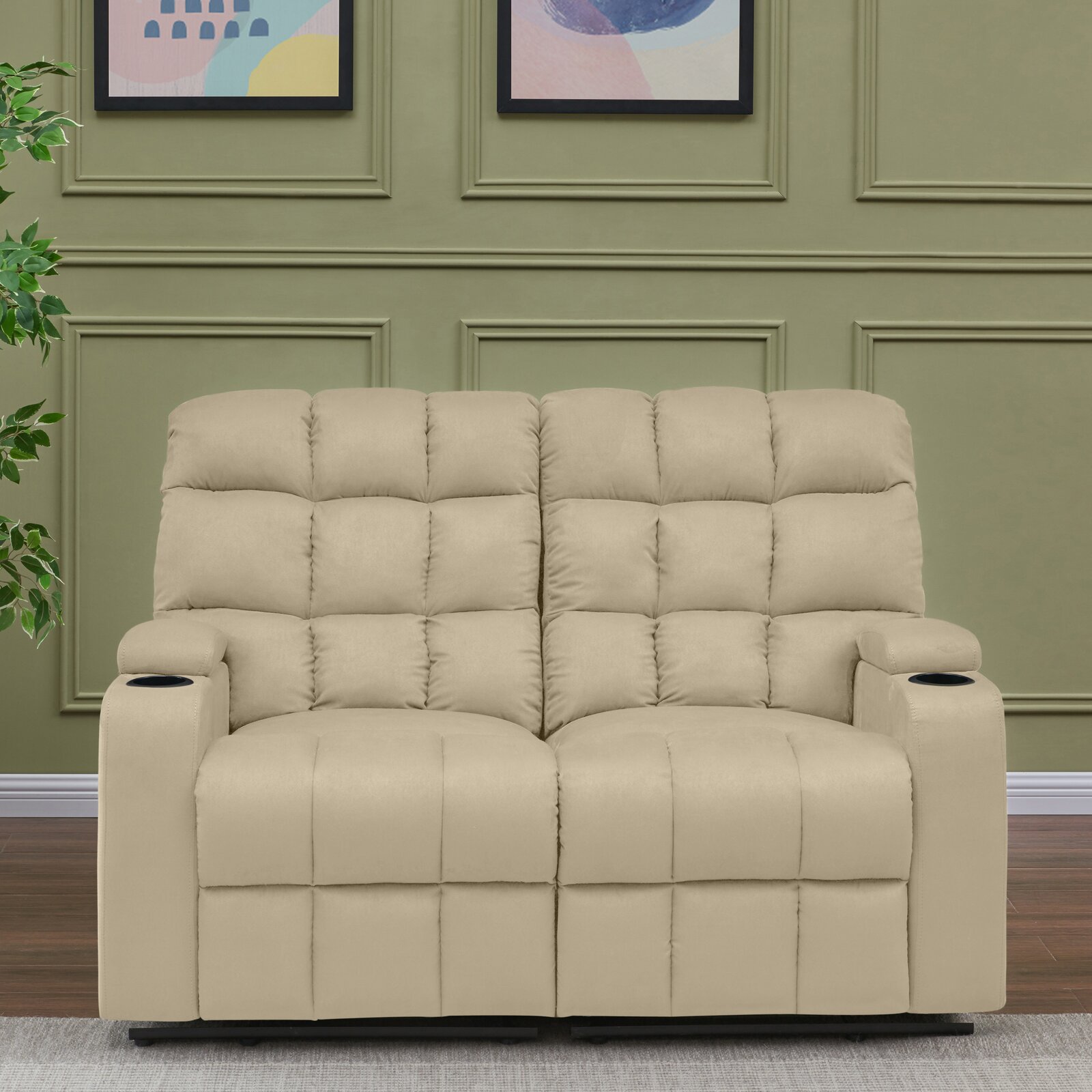 Grigor 57.5'' Wide Home Theater Loveseat with Cup Holder