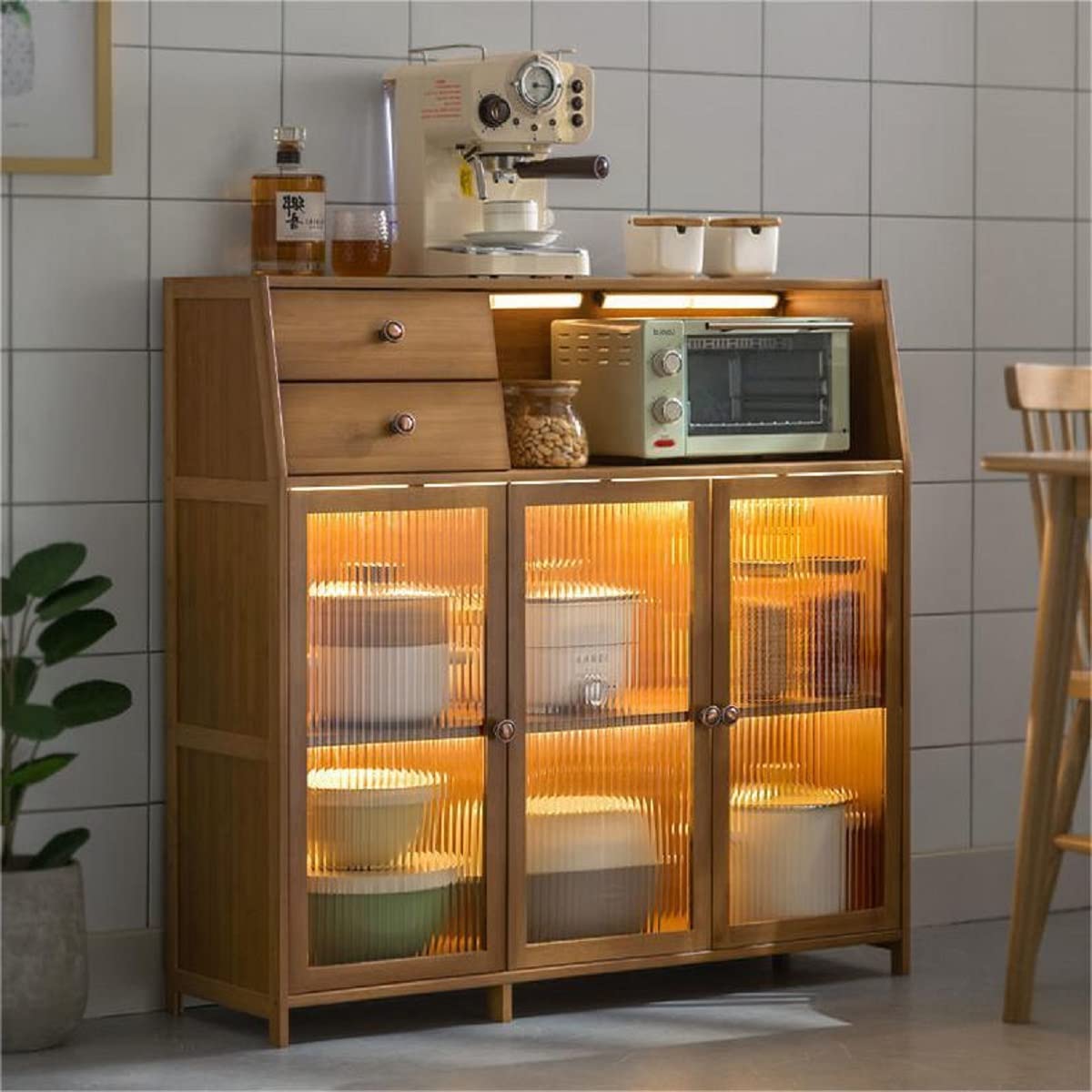 Natural Bamboo Buffet Sideboard Cabinet